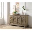 ACME Orana Wooden Engraved Leaf Design Console Table with 4 Doors in Oak