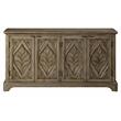 ACME Orana Wooden Engraved Leaf Design Console Table with 4 Doors in Oak
