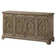ACME Orana Wooden Engraved Leaf Design Console Table with 4 Doors in Oak