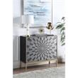 ACME Quilla Wooden Console Table with Metal Legs in Gray and Brass