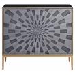 ACME Quilla Wooden Console Table with Metal Legs in Gray and Brass
