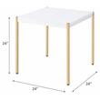 ACME Otrac Square Wooden Top End Table with Tube Legs in White and Gold