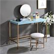 ACME Midriaks Wooden Top Writing Desk with USB Port in Baby Blue and Gold