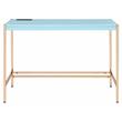 ACME Midriaks Wooden Top Writing Desk with USB Port in Baby Blue and Gold