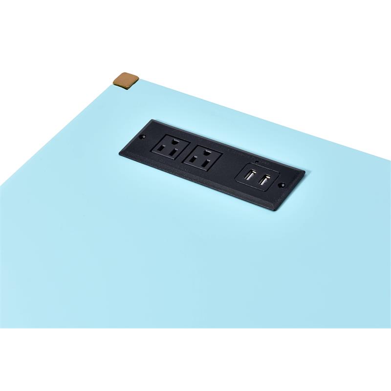 ACME Midriaks Wooden Top Writing Desk with USB Port in Baby Blue and Gold