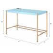 ACME Midriaks Wooden Top Writing Desk with USB Port in Baby Blue and Gold