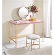 ACME Midriaks Wooden Top Writing Desk with USB Port in Pink and Gold