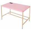 ACME Midriaks Wooden Top Writing Desk with USB Port in Pink and Gold