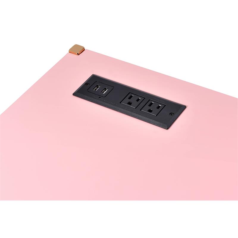 ACME Midriaks Wooden Top Writing Desk with USB Port in Pink and Gold