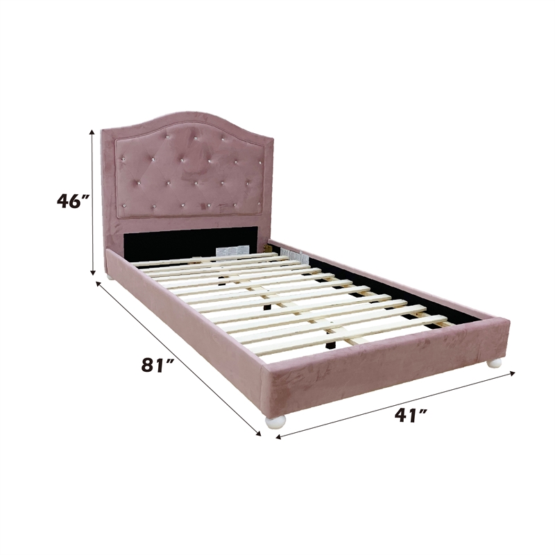 ACME Reggie Twin Bed in Pink Fabric