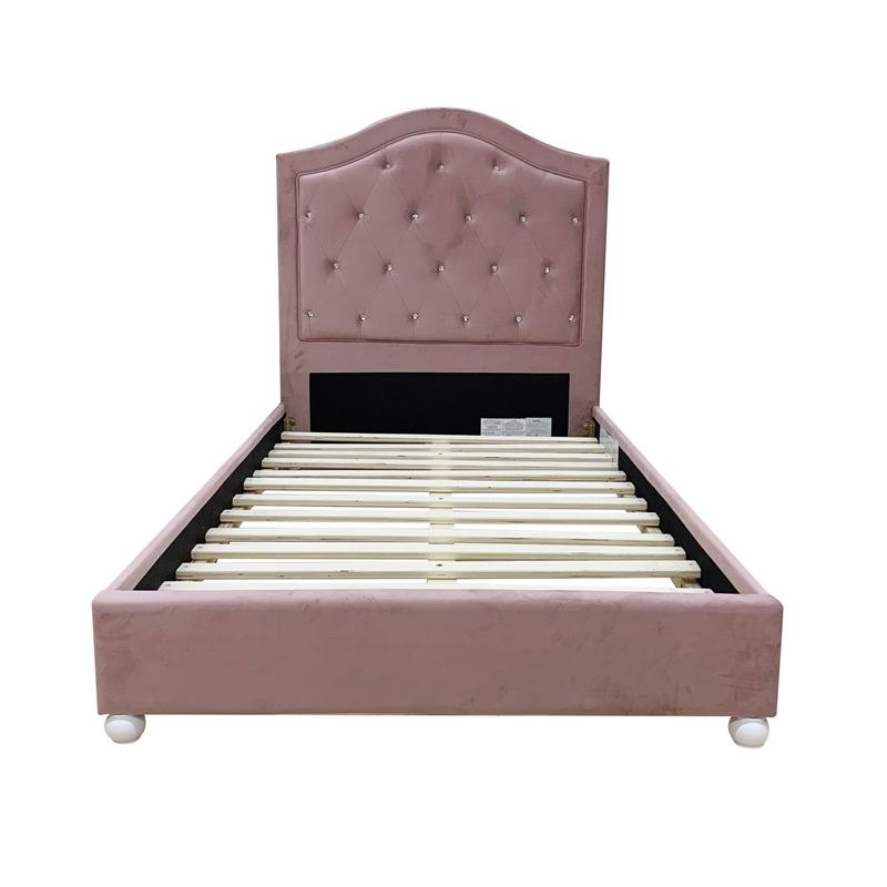 ACME Reggie Twin Bed in Pink Fabric