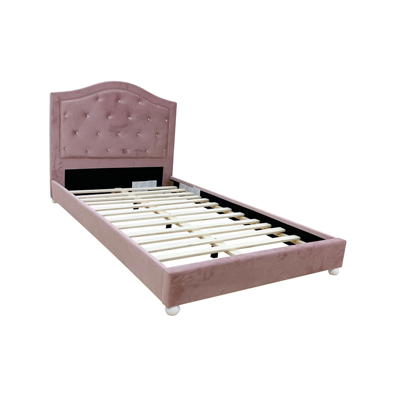 ACME Reggie Twin Bed in Pink Fabric