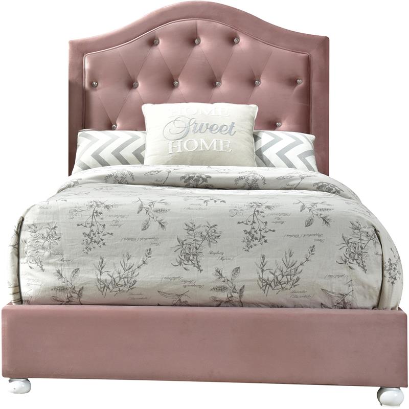 ACME Reggie Twin Bed in Pink Fabric