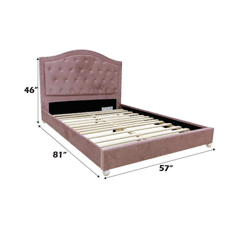ACME Reggie Full Bed in Pink Fabric