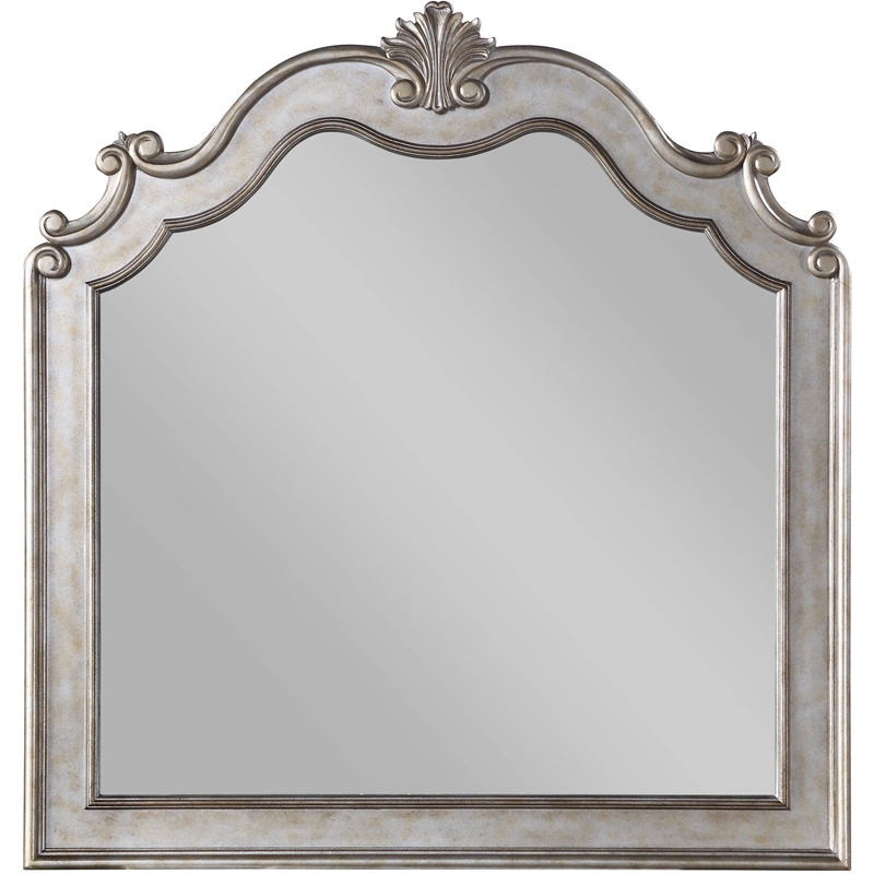 ACME Esteban Wooden Mirror with Arched Top in Silver