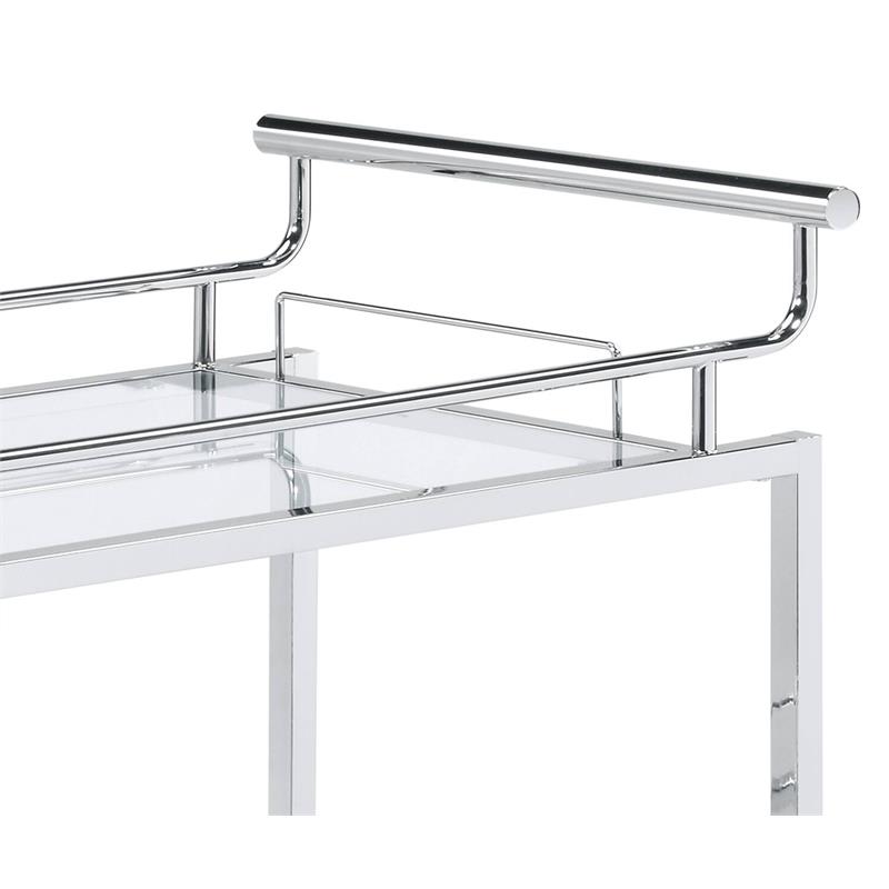 ACME Inyo Metal Frame Serving Cart with Shelf in Clear and Chrome