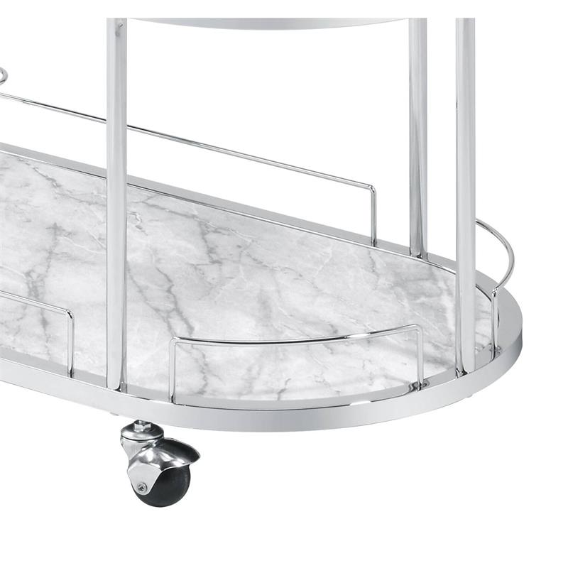 ACME Inyo Metal Frame Serving Cart with Shelf in Clear and Chrome
