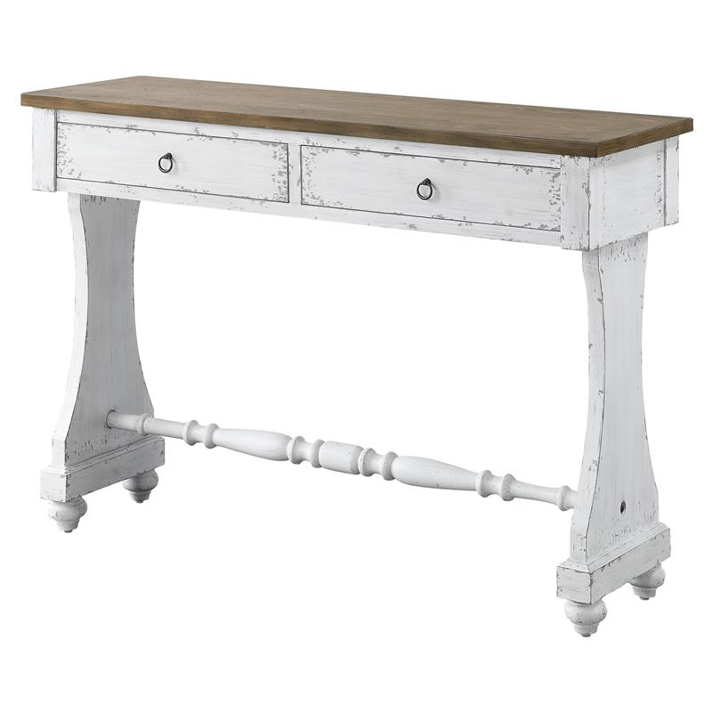 ACME Carminda Wooden Console Table with 2 Storage Drawers in Antique White