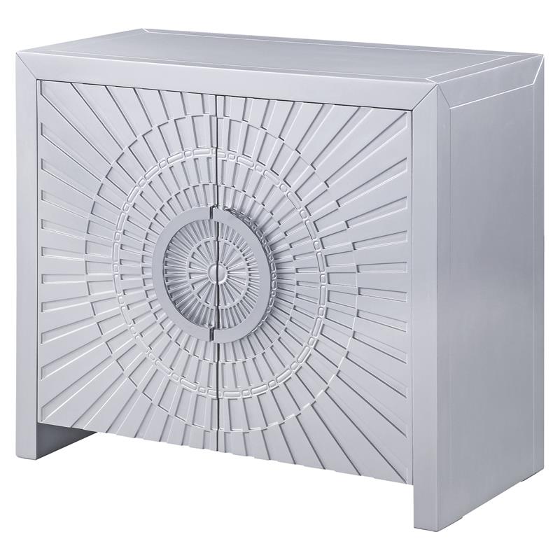 ACME Cicero Wooden Rectangular Console Table with 2 Doors in Platinum