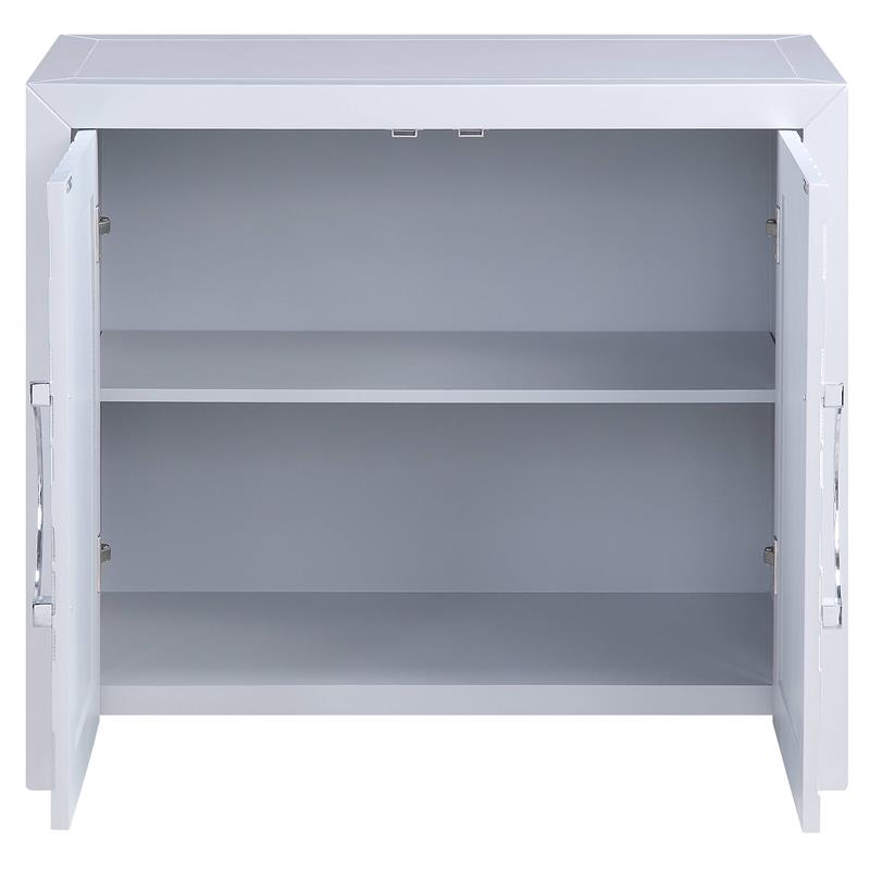 ACME Cicero Wooden Rectangular Console Table with 2 Doors in Platinum