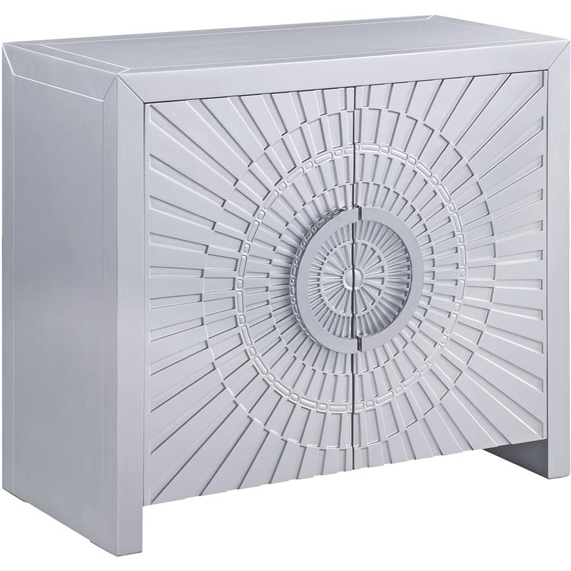 ACME Cicero Wooden Rectangular Console Table with 2 Doors in Platinum