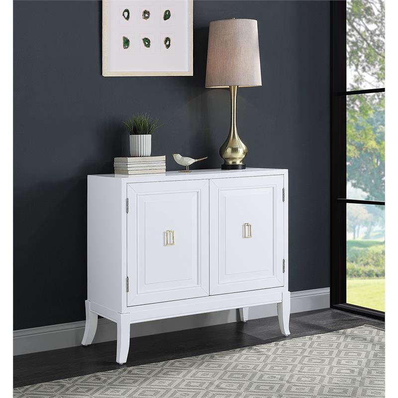 ACME Clem 2 Doors Wooden Console Table with Tapered Leg in White
