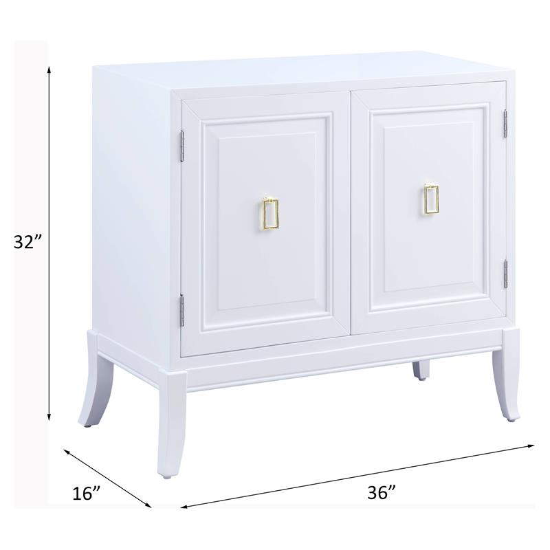 ACME Clem 2 Doors Wooden Console Table with Tapered Leg in White