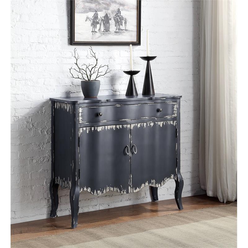 ACME Deianira 2 Doors Wooden Console Table with Storage Drawer in Antique Gray