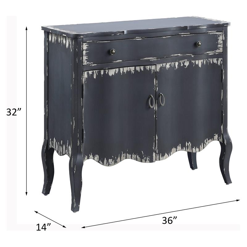 ACME Deianira 2 Doors Wooden Console Table with Storage Drawer in Antique Gray