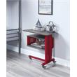 ACME Cargo Metal Base Accent Table with Wall Shelf and Caster Wheels in Red