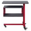 ACME Cargo Metal Base Accent Table with Wall Shelf and Caster Wheels in Red