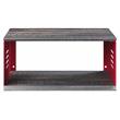 ACME Cargo Metal Base Accent Table with Wall Shelf and Caster Wheels in Red