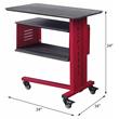 ACME Cargo Metal Base Accent Table with Wall Shelf and Caster Wheels in Red