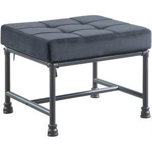 ACME Brantley Tufted Velvet Upholstered Ottoman in Gray and Sandy Gray
