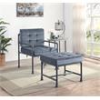ACME Brantley Tufted Velvet Upholstered Chair with Pillow in Gray and Sandy Gray