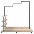 ACME Brantley Metal Hanger Rack with 4 Wooden Tier Shelf in Oak and Sandy Gray