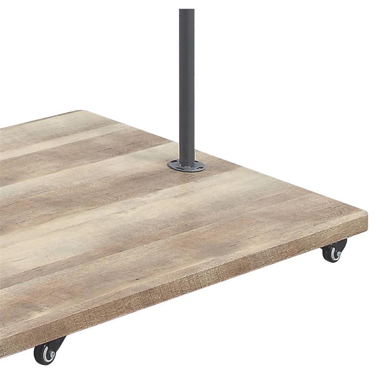 ACME Brantley Metal Hanger Rack with 4 Wooden Tier Shelf in Oak and Sandy Gray