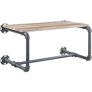 ACME Brantley Metal Wall Rack with Wooden Shelf in Oak and Sandy Gray