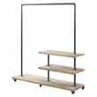ACME Brantley Metal Hanger Rack with 3 Wooden Tier Shelf in Oak and Sandy Gray