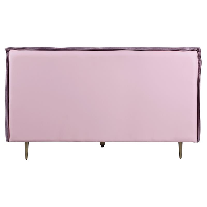 ACME Metis Top Grain Leather Upholstered Eastern King Bed  in Pink