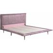 ACME Metis Top Grain Leather Upholstered Queen Bed with Metal Legs in Pink