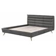 ACME Doris Top Grain Leather Upholstered Queen Bed with Tufted Headboard in Gray