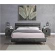 ACME Doris Top Grain Leather Upholstered Queen Bed with Tufted Headboard in Gray