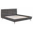 ACME Doris Top Grain Leather Upholstered Queen Bed with Tufted Headboard in Gray