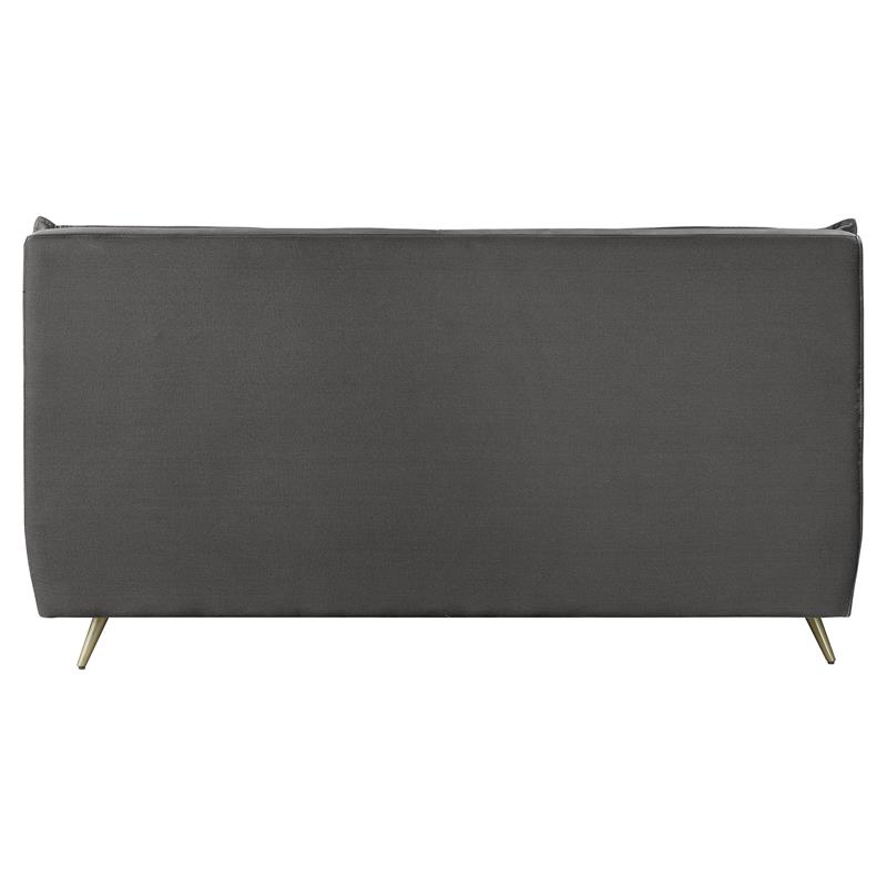 ACME Doris Top Grain Leather Upholstered Queen Bed with Tufted Headboard in Gray