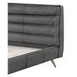 ACME Doris Top Grain Leather Upholstered Queen Bed with Tufted Headboard in Gray