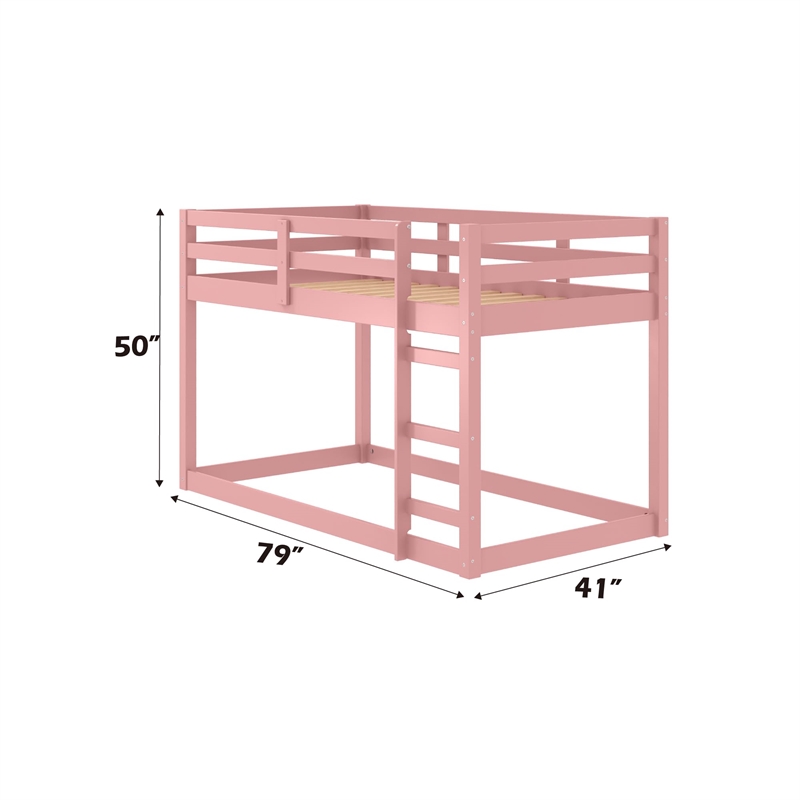 ACME Gaston II Twin Loft Bed in Pink Finish