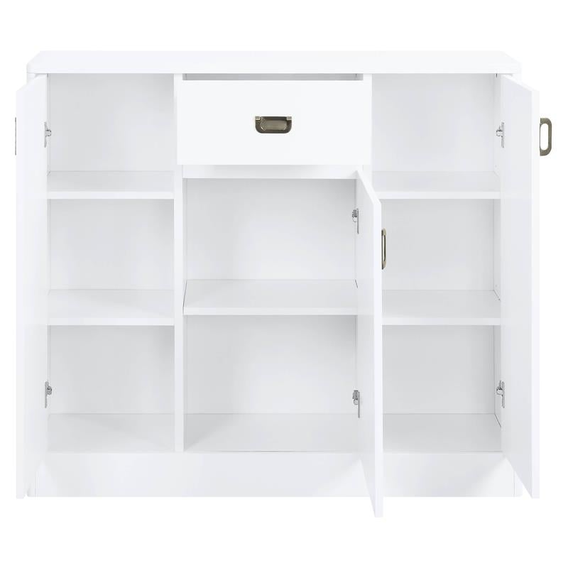 ACME Pagan Wooden Server with Drawer and Adjustable Shelves in White High Gloss