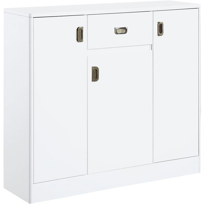 ACME Pagan Wooden Server with Drawer and Adjustable Shelves in White High Gloss