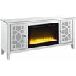 ACME Noralie TV Stand with Fireplace in Mirrored & Faux Diamonds